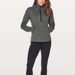 Lululemon Fleece & Thank You Heathered Black Knit Pullover w/ Hood